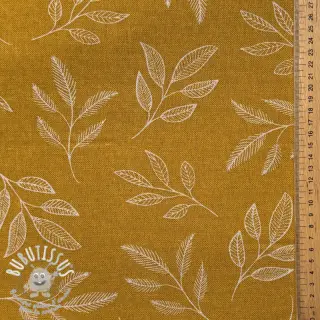 Tissu déco Linenlook Elegant leaf branch yellow