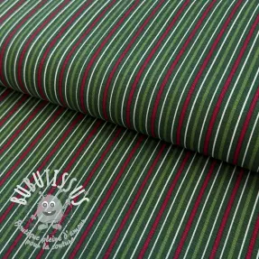 Tissu déco premium Line Xmas stripe army