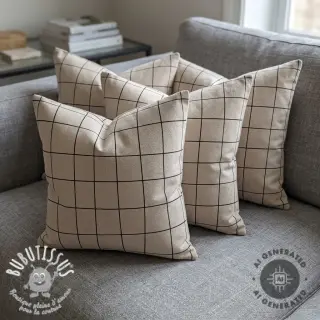 Tissu déco Linenlook Freehand grid lines