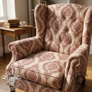 Tissu déco Linenlook Baroque damask charm wine