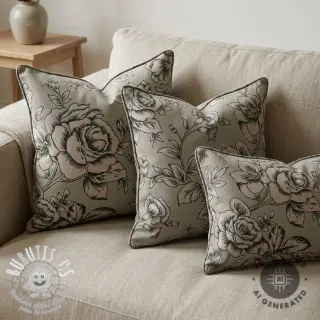 Tissu déco Linenlook Elegant rose bloom army