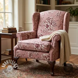 Tissu déco Linenlook Elegant rose bloom wine