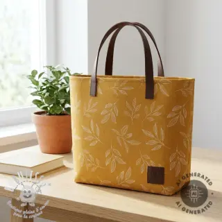 Tissu déco Linenlook Elegant leaf branch yellow