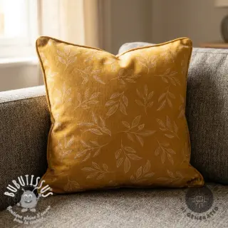 Tissu déco Linenlook Elegant leaf branch yellow