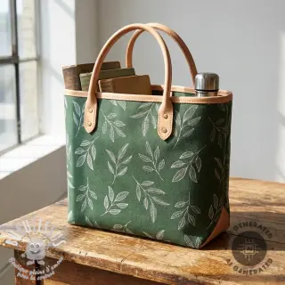 Tissu déco Linenlook Elegant leaf branch army