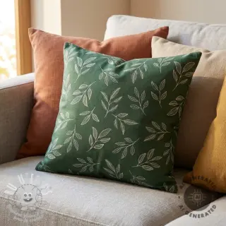 Tissu déco Linenlook Elegant leaf branch army