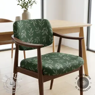 Tissu déco Linenlook Elegant leaf branch army
