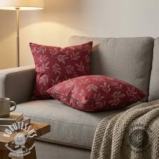 Tissu déco Linenlook Elegant leaf branch wine