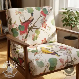 Tissu déco Linenlook Orchid paradise bird digital print