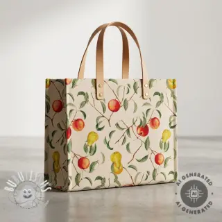 Tissu déco Linenlook Apple pear branch digital print