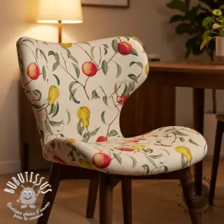 Tissu déco Linenlook Apple pear branch digital print
