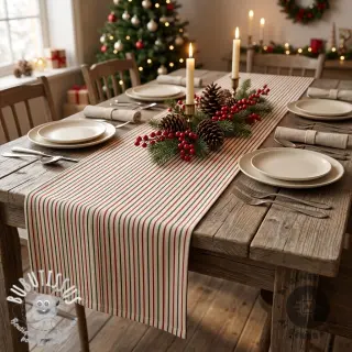 Tissu déco Linenlook Little Xmas stripe