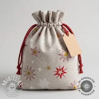 Tissu déco Linenlook Magic star red gold