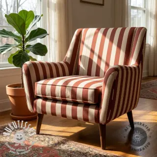 Tissu déco Linenlook Joyful basic stripe terra