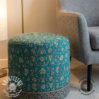 Velours  VELVET QUILT Flowers abstract petrol