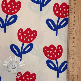 Tissu coton Big flowers naturals ORGANIC