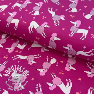 Jersey Glitter poodles fuchsia