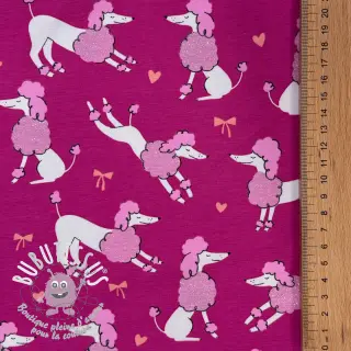 Jersey Glitter poodles fuchsia