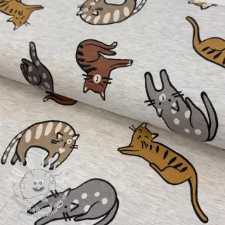 Jersey Lazy cats ecru melange