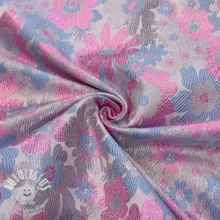 Tissu pour tailleur femme JACQUARD Flowers light lilac