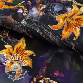 Tissus pour femmes PUNTA DI ROMA Flowers black digital print