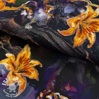 Tissus pour femmes PUNTA DI ROMA Flowers black digital print