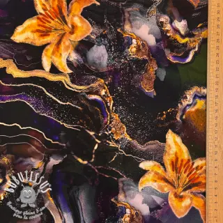 Tissus pour femmes PUNTA DI ROMA Flowers black digital print
