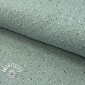 Tissu double gaze/mousseline Embroidery 2 green