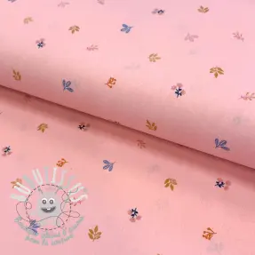 Tissu coton Giraffe with flowers FIELD rose ORGANIC