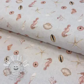 Tissu déco Shells linen ecru digital print