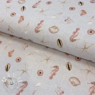 Tissu déco Shells linen ecru digital print