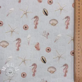 Tissu déco Shells linen ecru digital print