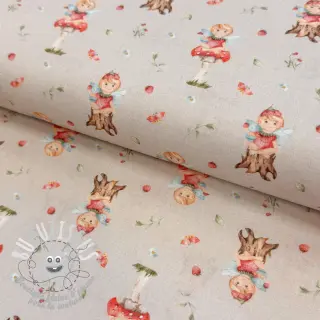 Tissu coton Sweet elf light sand digital print