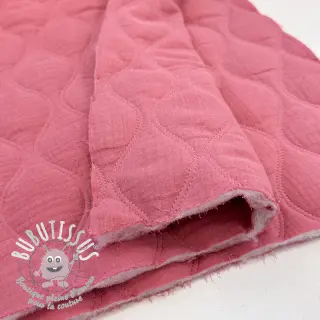 Tissu double gaze/mousseline QUILT Wave mauve