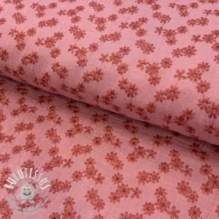 Tissu double gaze/mousseline EMBROIDERY Tossed flowers blush