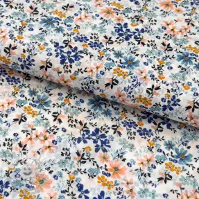Bavlnená látka VOILE Flowers blue digital print
