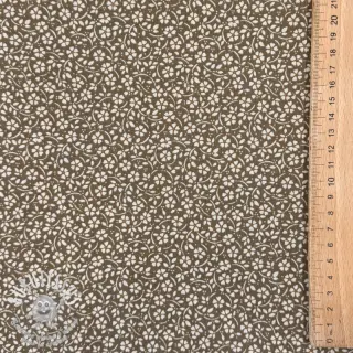 Tissu coton Flowers and dots moss green