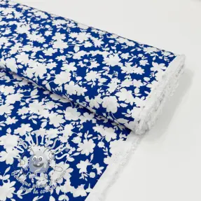 Viscose STRETCH Flowers cobalt