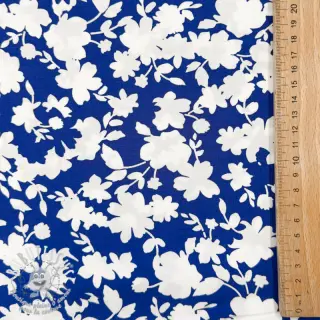 Viscose STRETCH Flowers cobalt