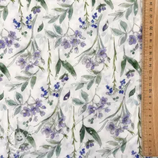 Viscose DOBBY Flowers white digital print