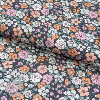 Tissu coton Flowers navy ORGANIC