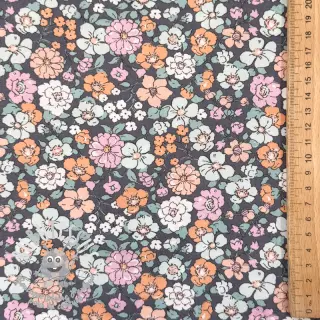 Tissu coton Flowers navy ORGANIC