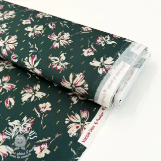 Viscose LUREX Flowers dark emerald