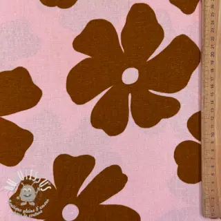 Viscose lin Flowers light pink
