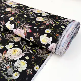 Tissus pour femmes MAGNOLIA STRETCH Flowers bouquet black