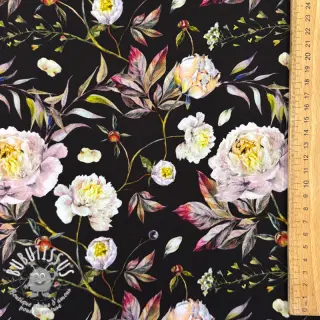 Tissus pour femmes MAGNOLIA STRETCH Flowers bouquet black