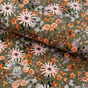 Sweat envers minkee Flowers forest green digital print