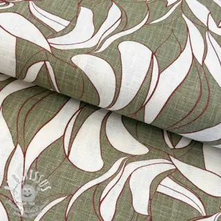 Tissu mélange lin et cotton WASHED Abstract olive