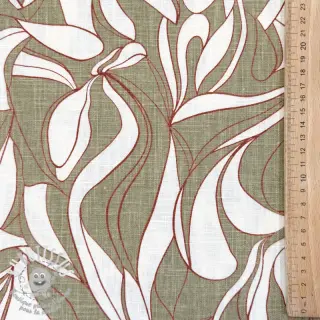 Tissu mélange lin et cotton WASHED Abstract olive