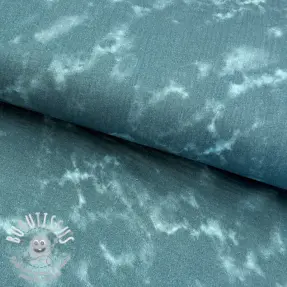 Tissu double gaze/mousseline TIE DYE dark cyan